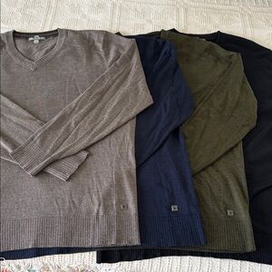Lot (4) Smartwool Classic‎ men's V-neck Pull Over Long Sleeve sweater Size XL